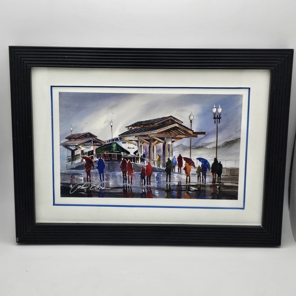 John Ebner Seattle Amtrak Station Print Signed Matted Professionally Framed